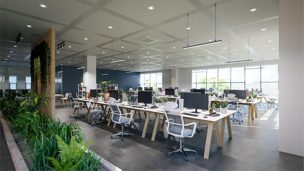 Renderização 3d interior do escritório de negócios moderno