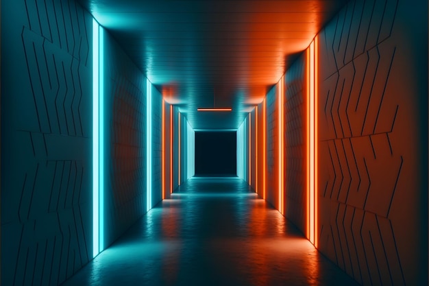 renderização 3d interior neon