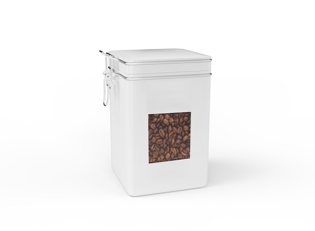 Renderização 3d isolada de maquete de lata de café quadrado