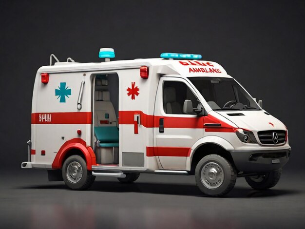 Renderização 3D isolada do carro de ambulância