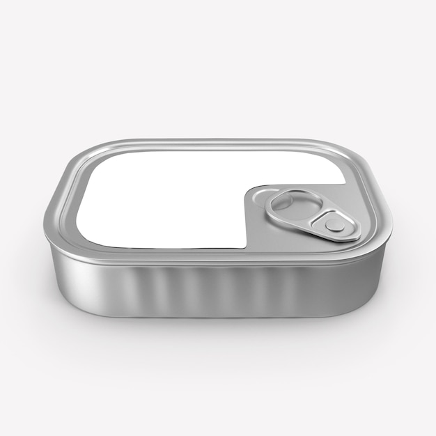 Renderização 3D Lata vazia para lata de comida Modelo de armazenamento isolado Maquete de lata de metal Maquete