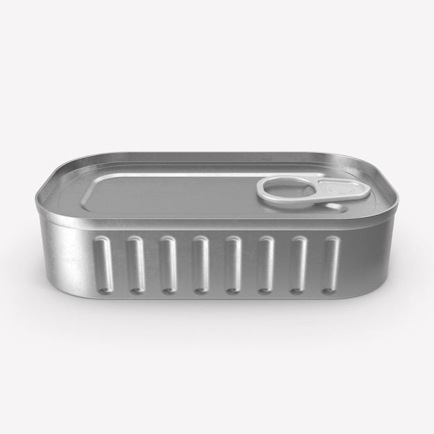 Renderização 3D Lata vazia para lata de comida Modelo de armazenamento isolado Maquete de lata de metal Maquete