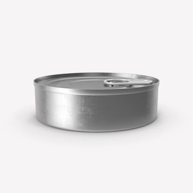 Foto renderização 3d lata vazia para lata de comida modelo de armazenamento isolado maquete de lata de metal maquete