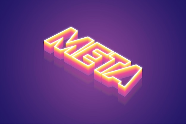 Foto renderização 3d meta, a melhor ilustração de símbolo digital para o conceito de meta tecnologia com gradiente roxo rosa