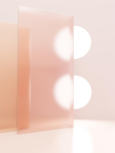 Foto renderização 3d minimal studio shot pastel color transparent board acrílico e janela redonda com luz solar fundo de exibição de produtos para cosméticos da moda e produtos da modax9