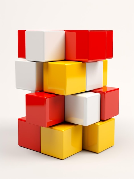 Renderização 3D minimalista de um cubo com um padrão de grade gerado por Ai