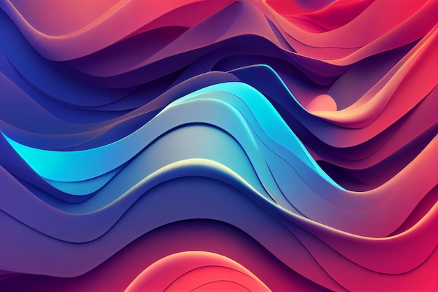 Renderização 3d ondulada abstrata de fundo colorido