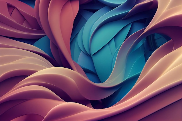 Renderização 3d ondulada abstrata de fundo colorido