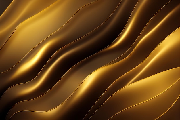 Foto renderização 3d ondulada abstrata de fundo dourado