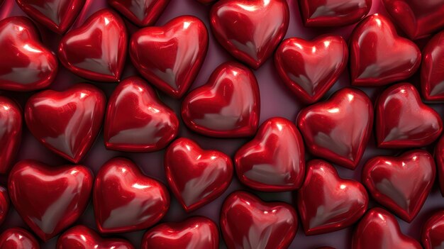 Renderização 3D para o Dia dos Namorados Padrão de Muitos Corações