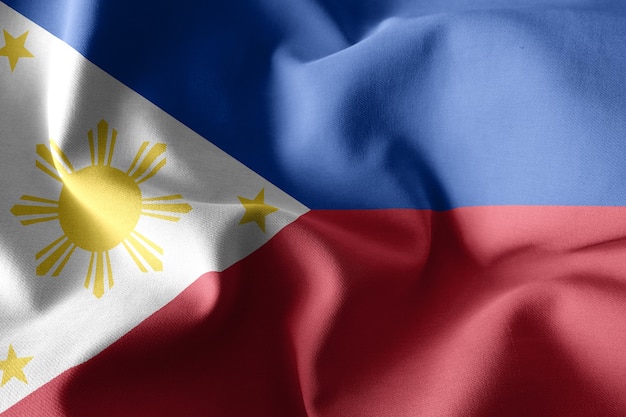 Foto renderização 3d realista acenando a bandeira de seda das filipinas