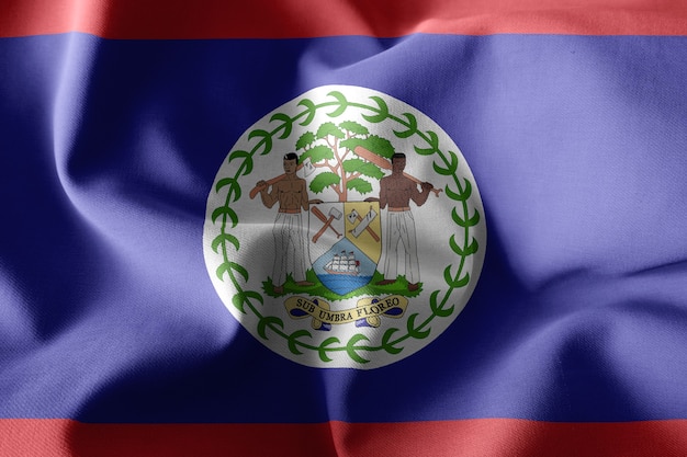 Renderização 3D realista acenando a bandeira de seda de Belize