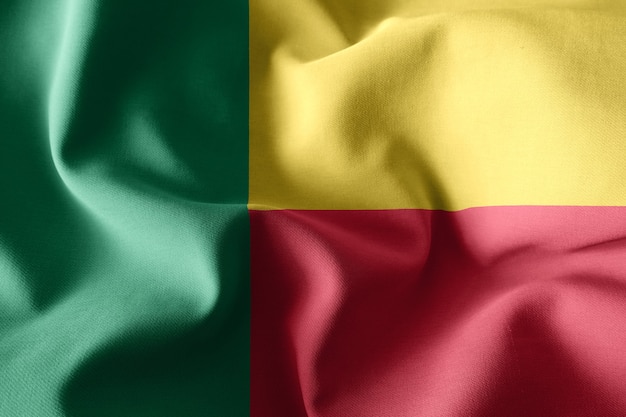 Renderização 3D realista ondulando a bandeira de seda do Benin