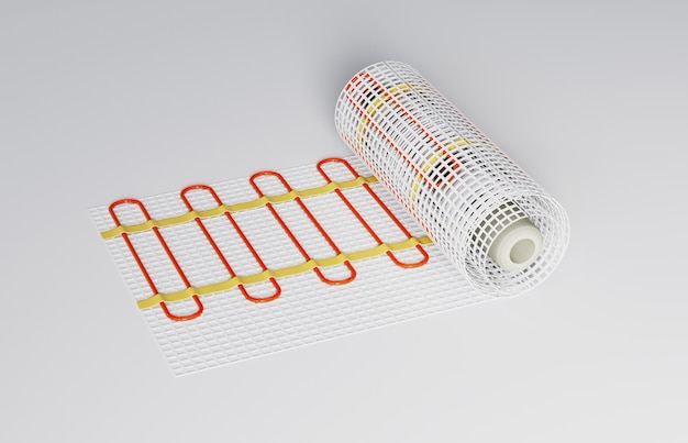 Renderização 3d realista piso radiante Sistema elétrico de piso radiante