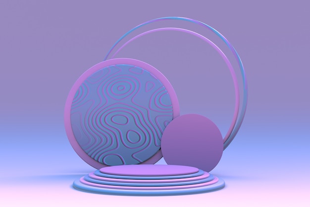 Renderização 3d rosa azul de fundo com pódio vazio e cena geométrica abstrata mínima