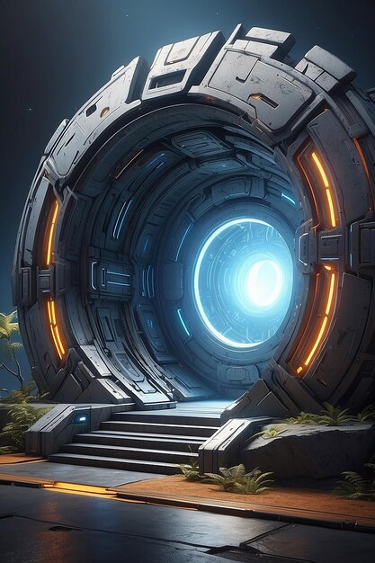 Renderização 3D Scifi Portal Gate1