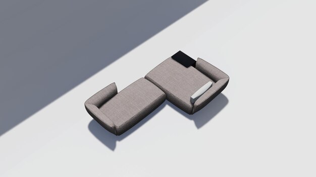renderização 3d sofá minimalis moderno
