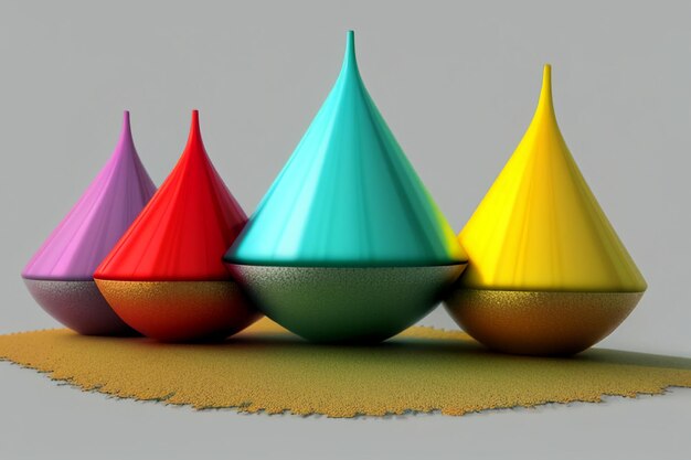 Foto renderização 3d trabalho de arte abstrata adereços coloridos design de personagens fundo de papel de parede
