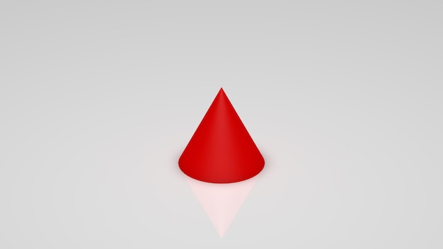 Foto renderização 3d, um cone vermelho em um fundo branco