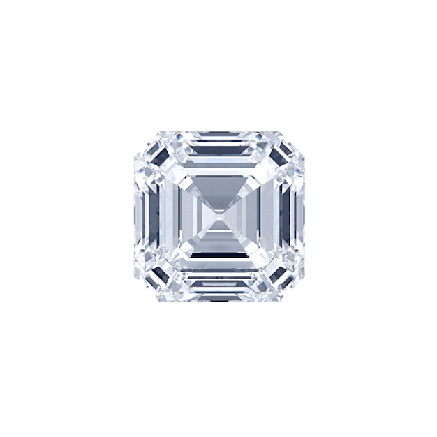 Renderização 3d única de diamante de corte Asscher