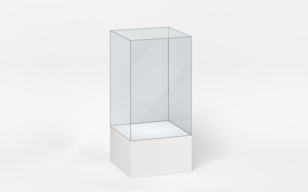 Renderização 3d vitrine de vidro vazio