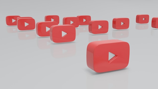 renderização conceitual do youtube 3D em branco
