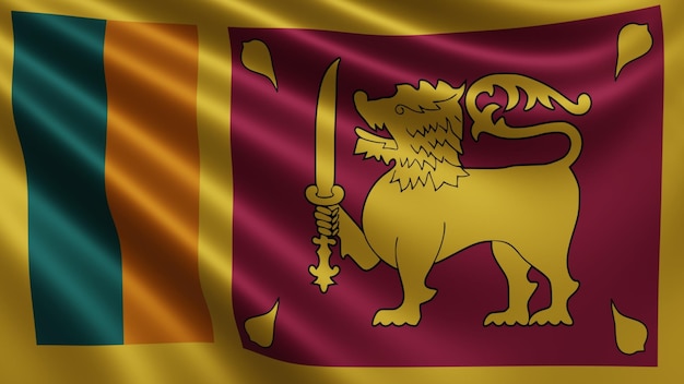 Renderização da bandeira do Sri Lanka flutua ao vento fecha a bandeira nacional do Sri Lanka em 4k