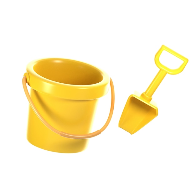 renderização de balde e pá de jogo de praia de ícone 3d
