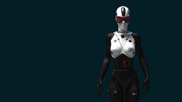 Renderização de conceito de robô feminino
