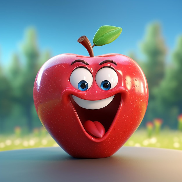 Foto renderização de desenho animado 3d de apple