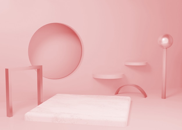 renderização de display rosa pastel pódio estande de produtos
