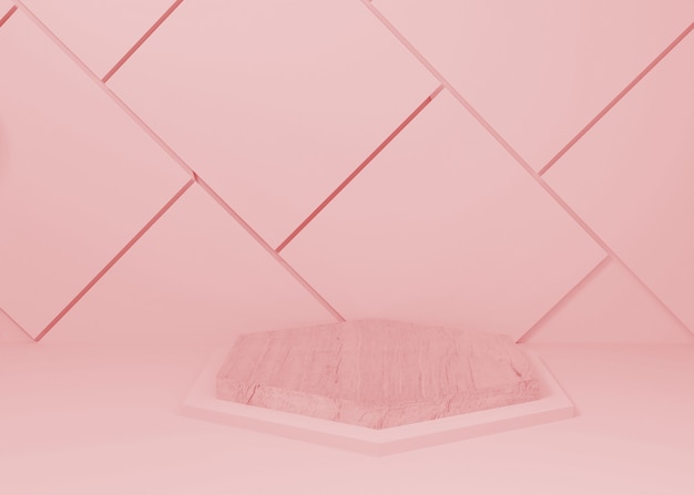 renderização de display rosa pastel pódio estande de produtos