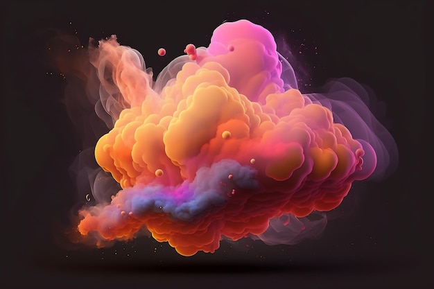 Foto renderização de fumaça colorida em um fundo escuro