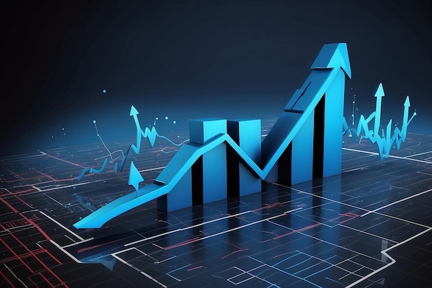 Renderização de gráfico de negócios 3D com flecha