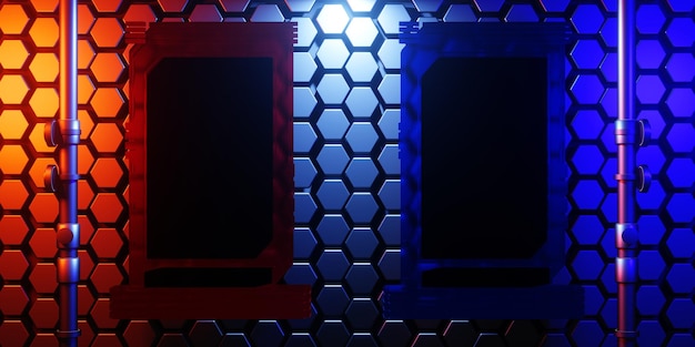 renderização de ilustração 3D do papel de parede futurista de jogos da cidade cyberpunk fundo scifi um sinal de banner de jogador de esports de tecnologia e rede de brilho neon