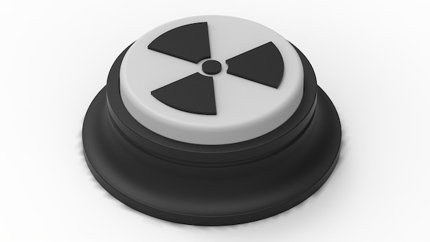 Foto renderização de ilustração 3d isolada de botão branco nuclear