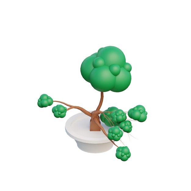 Renderização de ilustração de ícone isolada de bonsai 3D