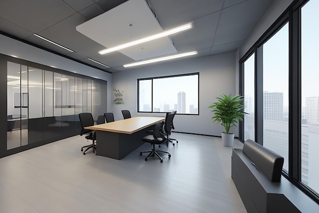 Renderização de interiores de escritórios modernos em 3D