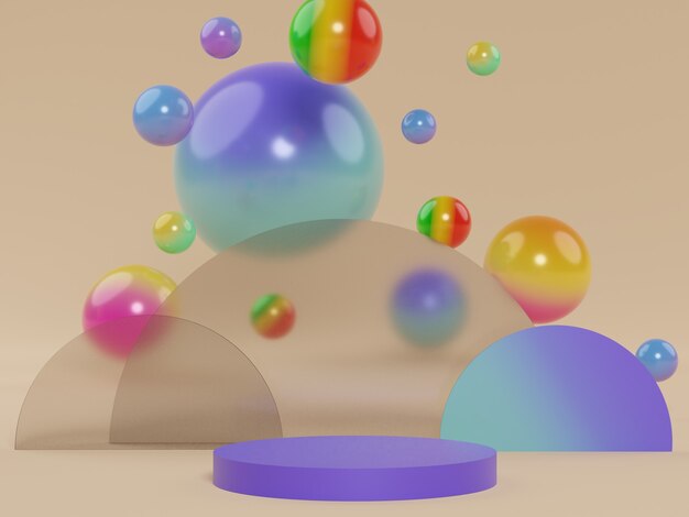 Renderização de pedestal com globos