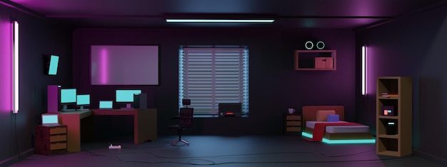 renderização de quarto de design 3D
