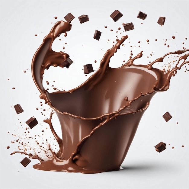 Renderização de respingos de chocolate gerada com IA
