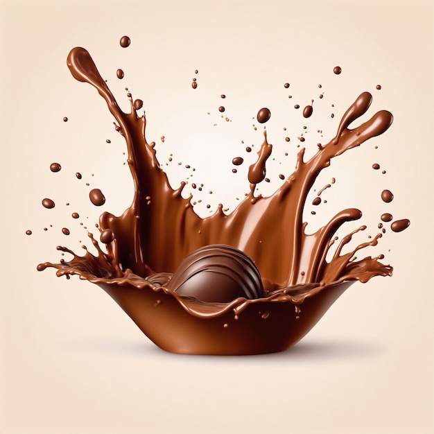 Renderização de respingos de chocolate gerada com IA