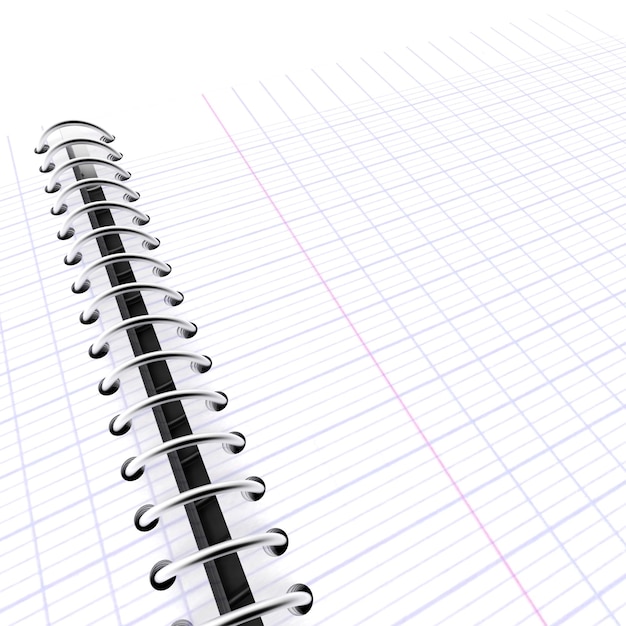 Foto renderização de um caderno de papel quadriculado aberto mostrando duas páginas