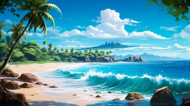 Foto renderização de uma bela ilha