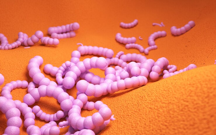 Foto renderização do cinema 4d da ilustração da bactéria escherichia coli no estômago