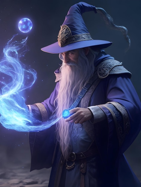 Foto renderização do mago controlando a magia