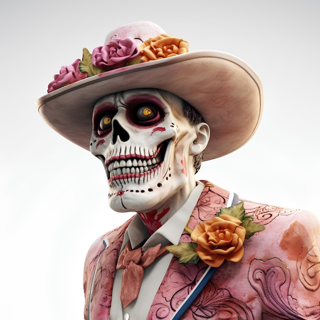 Renderização do visual único do crânio mexicano