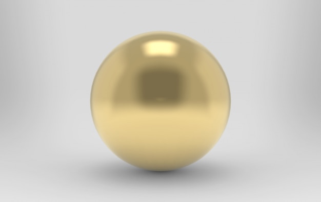 Renderização em 3d. bola de esfera de metal ouro luxuoso