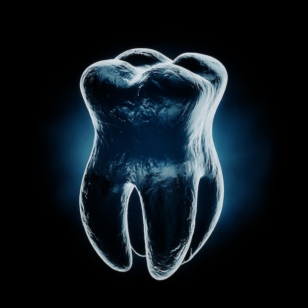 Renderização em 3D com exibição de raio-X de dente saudável medicamente preciso