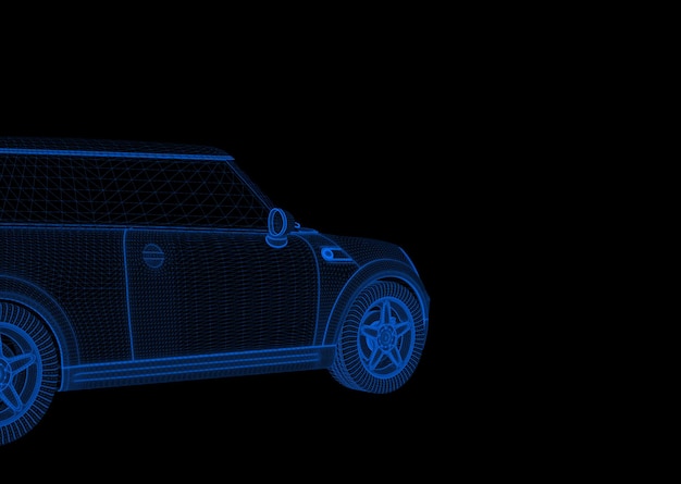 Renderização em 3d com holograma de carro